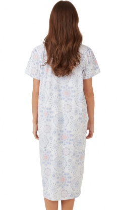 Marlon Geo Print 100% Cotton Jersey 46'' Short Sleeve Nightdress